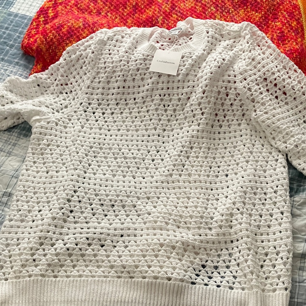 Breezy White Open-Knit Women's Sweater